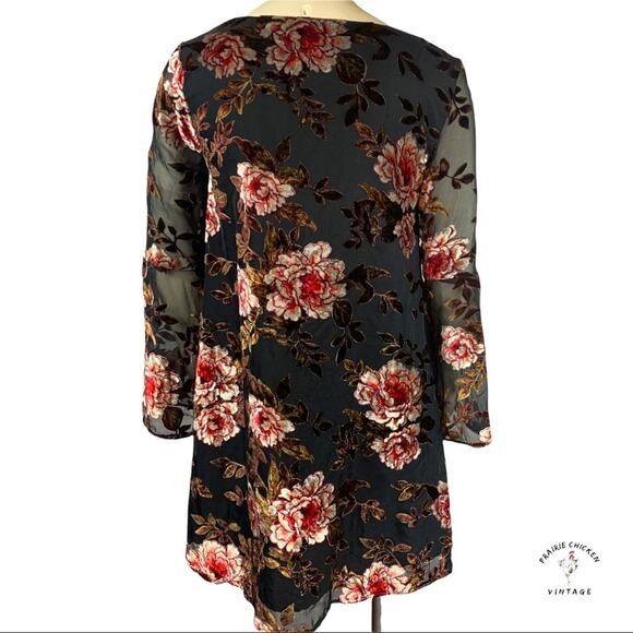 Cupcakes and Cashmere Valda Swing Velvet Dress Small Bell Sleeve Boho Size XS - Picture 6 of 7